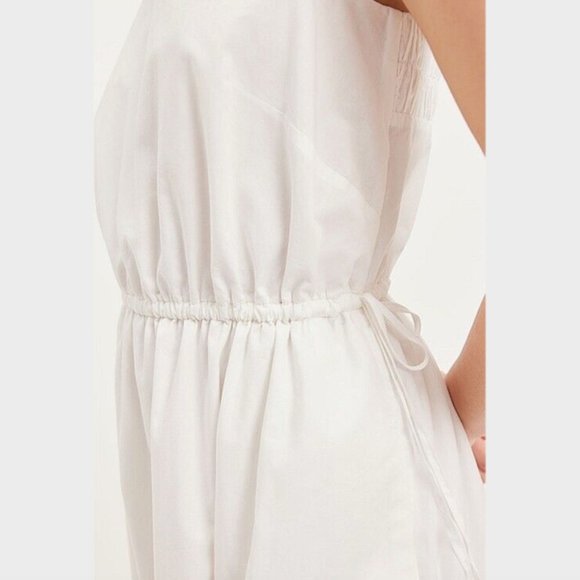 SOLD NWT Country Road White Cotton Maxi Dress Size 16 Elastic Detail Tie Slit - Picture 16 of 16